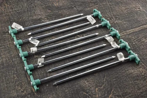 Miniatura 3 de SE Juego de estacas de metal resistente para tienda de campaña, paquete de 10, clavijas de acero galvanizado de 10.5 pulgadas para anclaje seguro