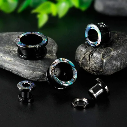 Miniatura 2 de KUBOOZ - Piercing para orejas diseño de concha marina y flores de acero inoxidable