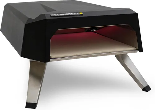 Permasteel Horno de pizza de gas de 12 pulgadas con tapa, horno de pizza para exteriores, horno de pizza de gas portátil para exteriores,