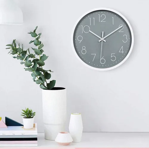 Miniatura 6 de Topkey Reloj de pared de 12 pulgadas silencioso sin tictac, reloj de pared redondo decorativo para sala de estar, dormitorio, cocina