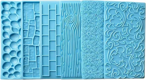 Juego de 6 alfombrillas de impresión de fondant, juego de moldes para decoración de tartas, corteza de árbol en relieve, diseño de textura de