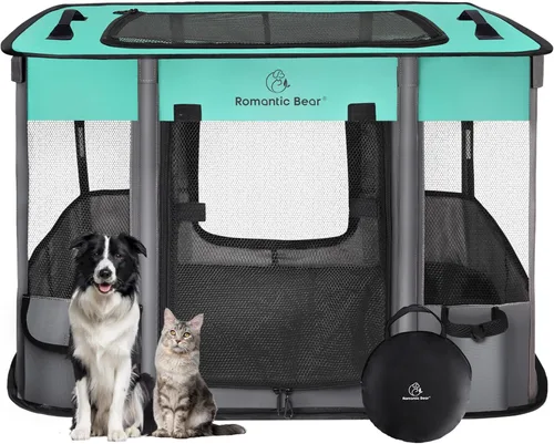 Miniatura 12 de Corralito para perros, corralito para mascotas, corralito plegable para cachorros y gatos, carpa jaula portátil para ejercicio, cubierta de sombra
