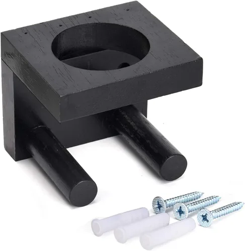 Miniatura 6 de TOBWOLF Soporte de pared para bate de béisbol 2 en 1, sostiene al bate y la pelota juntos, soporte vertical de pared combinado de madera maciza