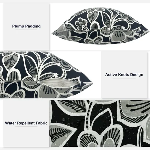 Miniatura 197 de Juego de 2 almohadas para exteriores de 16 x 16 pulgadas, repelentes al agua con interiores, para muebles de patio, hogar, jardín, geometría bohemia