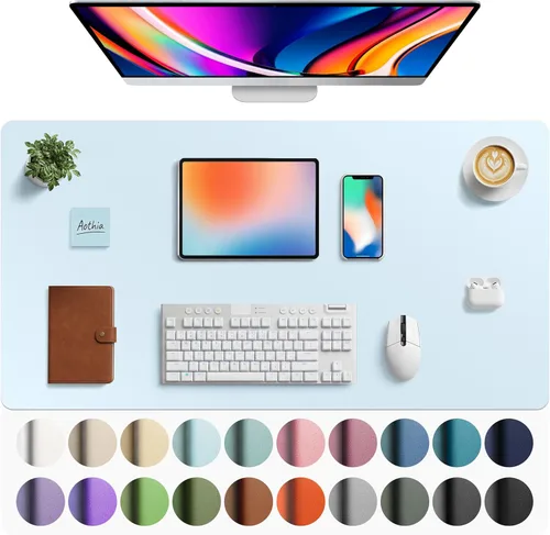 Miniatura 77 de Aothia - Protector de escritorio de cuero sintético, base para mouse, superficie antideslizante e impermeable para escribir y para laptop