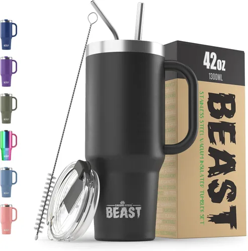 Miniatura 75 de Beast Vaso Térmico de 30 oz de Acero Inoxidable con Aislamiento al Vacío para Café y Hielo de Doble Pared Termo de Viaje (Rojo Arándano)