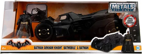 Miniatura 2 de Jada DC Comics Batman 2015 Arkham Knight Batmobile y Batman Metals Vehículo coleccionable de juguete fundido a presión con figura, negro, escala 1:24