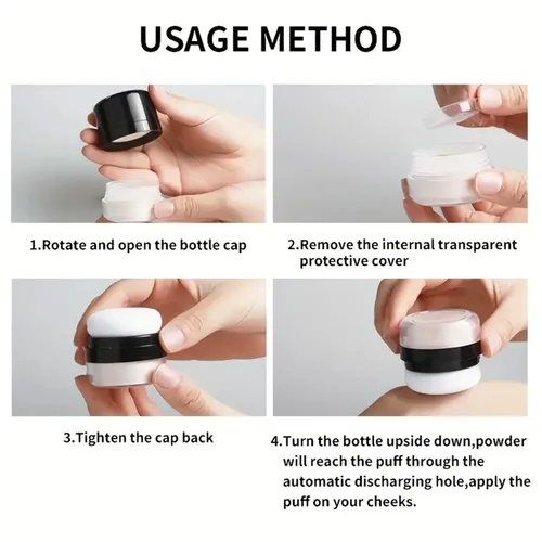 Miniatura 6 de ROUSE Polvo Fijador Ligero Polvo Suelto Polvo de Acabado Polvo Facial de Larga Duración Impermeable con Borla de Polvo Suave en Forma de Hongo