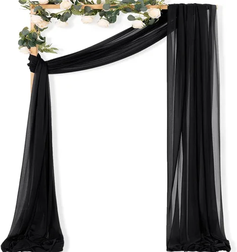 Miniatura 36 de MLMC 1 panel de tela para arco de boda azul bebé, 29 x 20 pies, cortinas de gasa extralargas transparentes de 6.6 yardas, paneles de cortinas