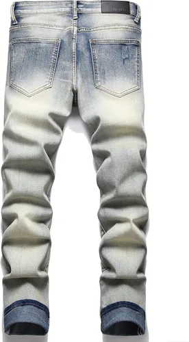 Miniatura 2 de OIIIO Jeans elásticos rasgados de ajuste regular para hombre