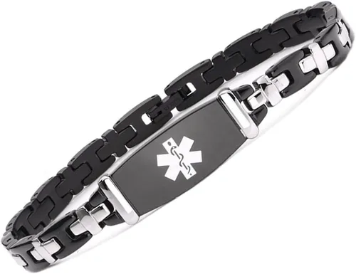 Miniatura 20 de LinnaLove Lady Medical Alert - Pulseras médicas de acero inoxidable para mujer, 7.5 pulgadas