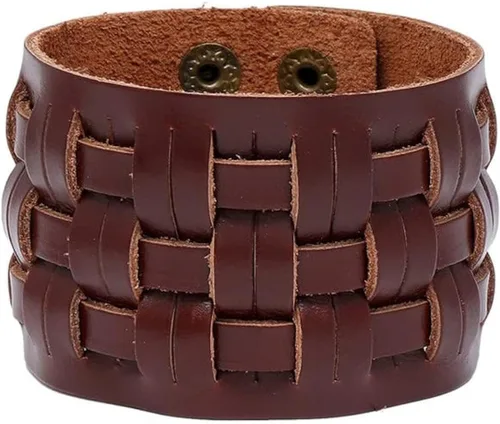 Miniatura 7 de Punk Rock Snap pulsera trenzada de cuero ancho brazalete brazalete brazalete