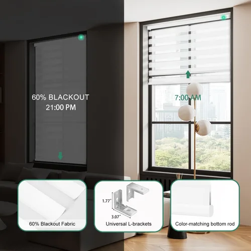 Miniatura 3 de Persianas motorizadas de cebra con control remoto, funcionan con HomeKit Alexa, cortinas eléctricas automáticas para ventanas, 60% opacas, filtro