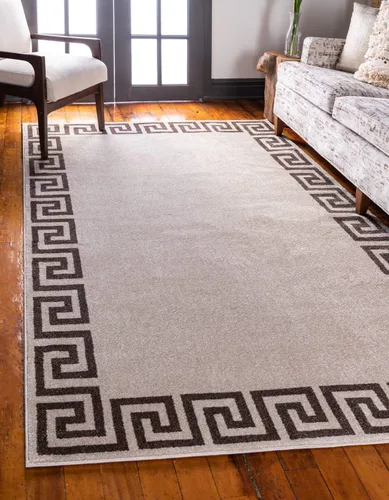 Miniatura 15 de Unique Loom Athens Collection - Alfombra clásica geométrica con diseño de borde moderno, 2 x 3 pies, color carbón/beige