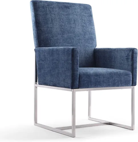 Miniatura 5 de Manhattan Comfort Element Mid Century - Silla de comedor tapizada moderna, juego de 6, color azul