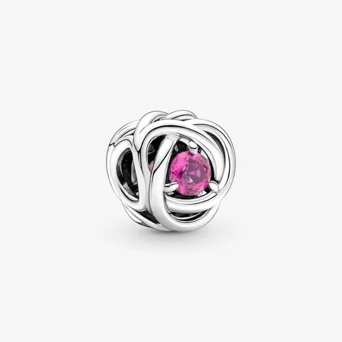 PANDORA Pulsera con dije de círculo de eternidad rosa de octubre, pulseras de momentos Impresionantes joyas para mujer Regalo para mujer Hecho