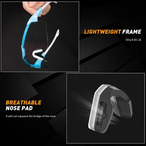Miniatura 5 de SCVCN Gafas de ciclismo fotocromáticas para hombres y mujeres, UV400, gafas deportivas para jóvenes, a prueba de viento, para béisbol, golf 38-30