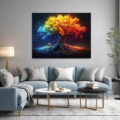 Miniatura 3 de VOCBAN Tree of Life Wall Art The Picture Artwork Canvas Prints Tree Pictures Poster Retro Artwork for Bedroom Living Room Home Decoration(yellow