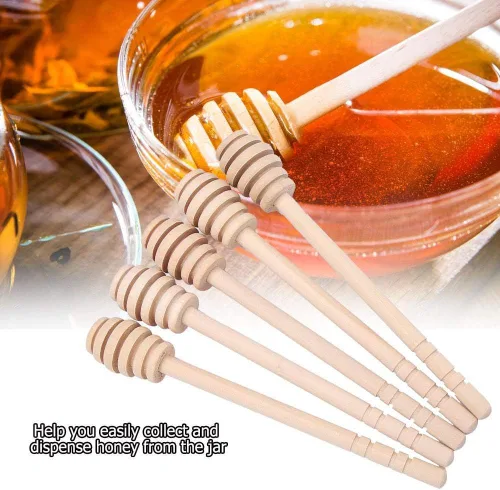 Miniatura 3 de TOPINCN 24 piezas de madera de mermelada de miel, jarabe, cuchara, rociador, servidor de mermelada de abeja, varilla de agitación, utensilios
