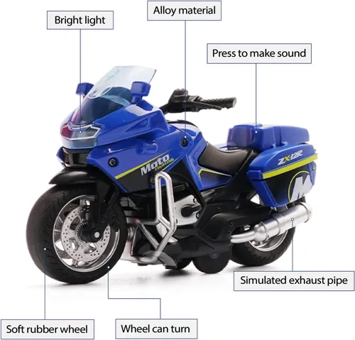 Miniatura 2 de Juguete de Motocicleta de Policía - Juguete de Motocicleta de Retroceso con Sonido y Luz, Motocicletas de Juguete para Niños, Juguetes para Niños
