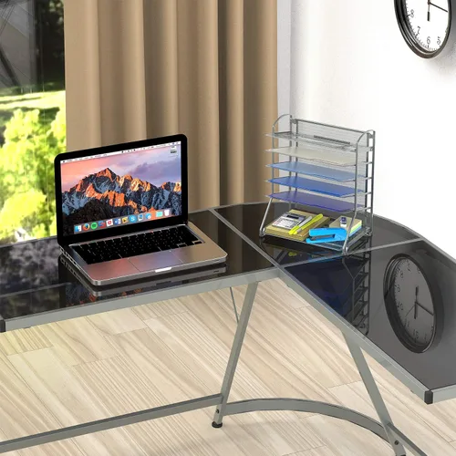 Miniatura 5 de SimpleHouseware - Bandeja organizadora para documentos de escritorio con 6 bandejas Plata