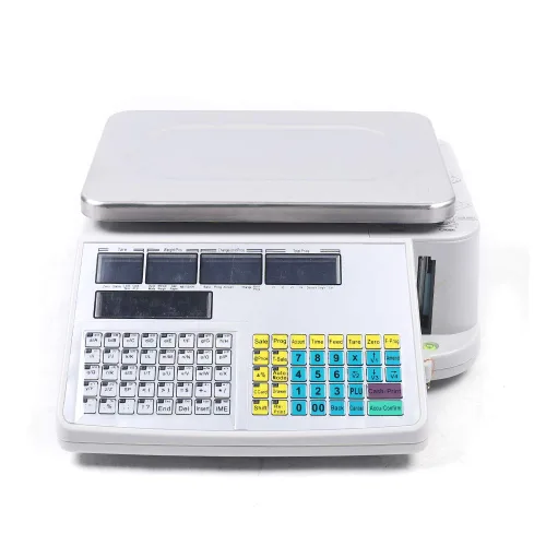 Escala de computación de precios, escala minorista de computación de alimentos 110v con impresora de etiquetas, escala de precios de alimentos de