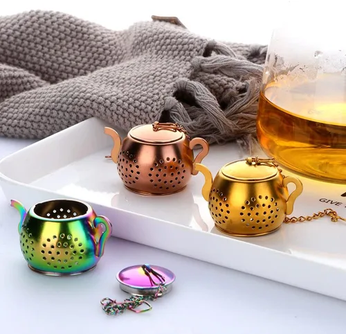 Miniatura 6 de Buyer Star Infusor de té Rainbow Gold 3 piezas para té suelto de acero inoxidable reutilizable filtros de filtro bola para té sabor más empinado