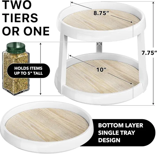 Miniatura 2 de Simple Houseware Organizador de especias Lazy Susan de 2 niveles, 10 pulgadas de diámetro, arce