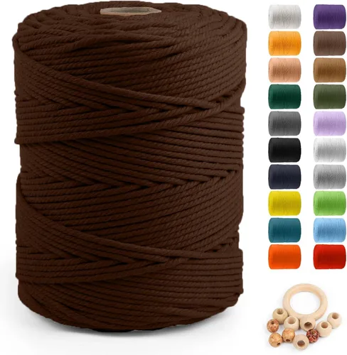 Miniatura 17 de Cuerda de algodón para macramé de 5 mm x 109 yardas, ZUEXT 100% natural hecha a mano, cuerda de algodón trenzada de 4 hebras para colgar plantas