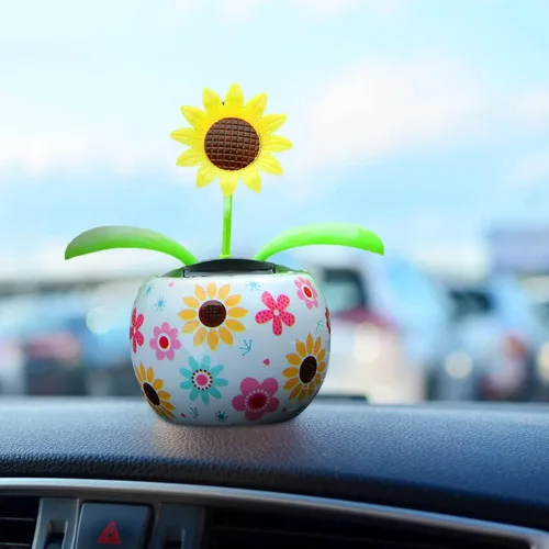 Miniatura 4 de Juguete solar de flores bailarinas para automóvil, lindo agitador de rosa, maceta de mariposa, tablero de instrumentos oscilante, juguete para Rosa