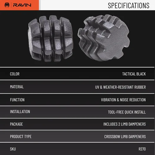 Miniatura 3 de Ravin Amortiguadores de vibraciones de extremidades de ballesta R270 para uso exclusivo con ballestas RAVIN