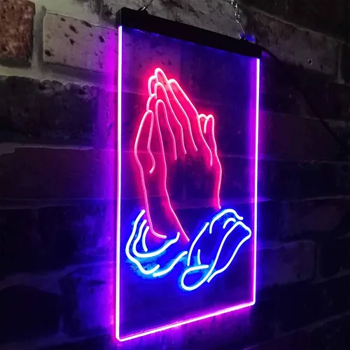 Miniatura 3 de ADVPRO Praying Hands Home Display Dual Color LED Neon Sign Blue & Red 8.5" x 12" st6s23-i3264-br