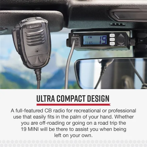 Miniatura 2 de Cobra 19 MINI CB Radio & Cobra HGA1500 Antena CB de montaje magnético de 42 pulgadas: Modo dual AM/FM, 440 canales, VOX, Auto Squelch, alimentación