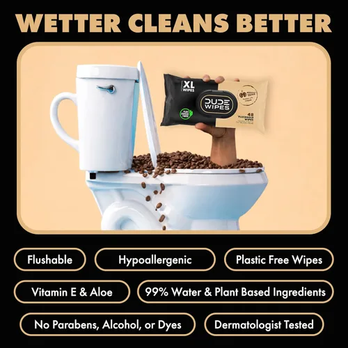 Miniatura 3 de DUDE Wipes Morning Grind Toallitas desechables – Toallitas húmedas extragrandes con aroma a café para adultos, paquete de 3 (144 unidades)