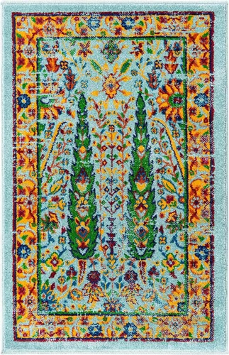 Miniatura 3 de Unique Loom Calypso Collection - Alfombra rectangular de 2 x 3 pies, color aguamarina y azul marino