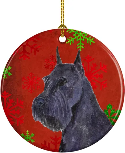 Miniatura 114 de Caroline's Treasures Bulldog English - Copos de nieve rojos y verdes, adorno de cerámica de Navidad, decoración colgante para el hogar, Navidad