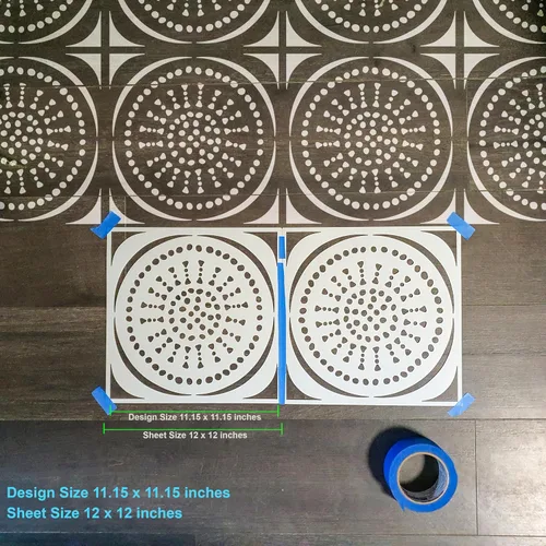 Miniatura 3 de 2 piezas plantillas de pintura para azulejos de 12" x 12" para paredes y pisos - Reutilizables - Plantillas para pintura - Plantilla para decoración