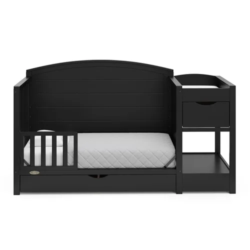 Miniatura 12 de Graco Bellwood - Cuna convertible 5 en 1 y cambiador con cajón (negro) - Certificado GREENGUARD Gold, cajón de almacenamiento de tamaño completo, se