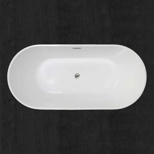 Miniatura 5 de WOODBRIDGE Bañera de acrílico independiente de 59 pulgadas con desbordamiento y drenaje de níquel cepillado B0014B, color blanco