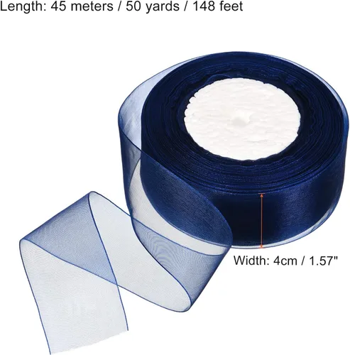 Miniatura 2 de PATIKIL Cinta de organza transparente de 1-37/64 pulgadas, 50 yardas, 1 rollo de tela decorativa de gasa para envolver regalos, manualidades, ramo