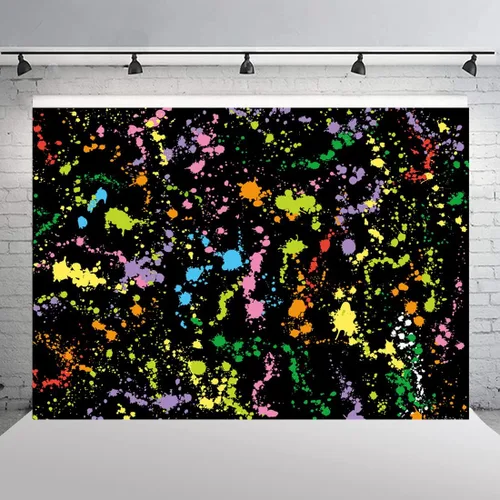 Miniatura 4 de Fondo de pintura colorida para salpicaduras, estilo graffiti abstracto, fondo de fotografía, neón brillante, hip hop, disco retro de los años 80