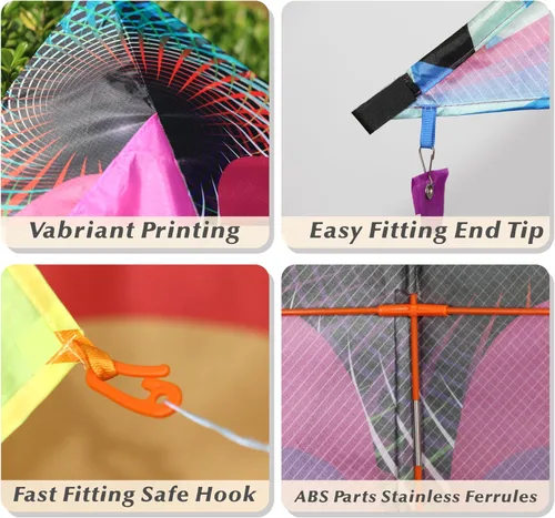 Miniatura 9 de ORGCLDKT-Rainbow Cruiser Delta Kite, Kites for Kids Ages 8-12,4-8,Boys,Girls,Kites for Adults,Beach,Beginners,Giant.1Pc or 3Pcs Pack. Easy to Fly.