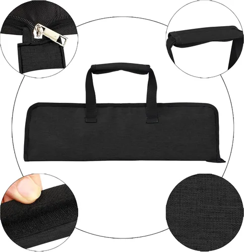 Miniatura 3 de Bolsa de rollo para cuchillos de chef, bolsa de cuchillo de chef Oxford resistente, estuche portátil para cuchillos de chef de 13 ranuras