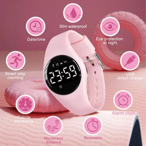 Miniatura 3 de Reloj deportivo digital para niñas y niños, monitor de actividad física con reloj despertador, cronómetro, relojes impermeables sin aplicación