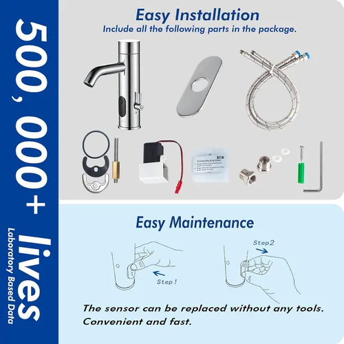 Miniatura 6 de Llave de baño manual y automática, llave de baño sin contacto con una varilla de control de temperatura, cromo, TS-5303C
