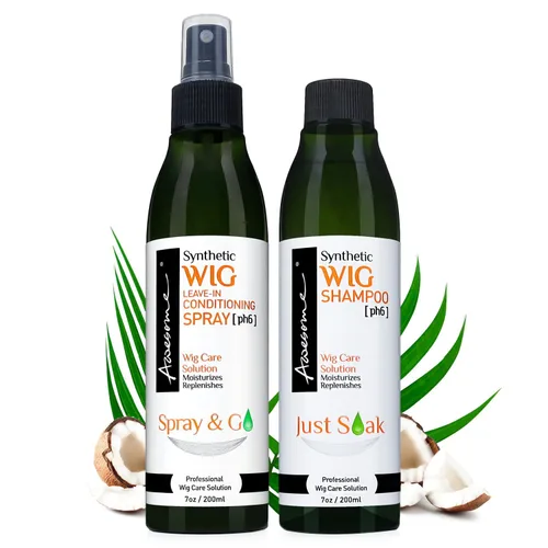 Awesome Champú sintético para peluca y acondicionador en aerosol: pH 6, juego de 2 de alta calidad, revitaliza pelucas sintéticas, contiene aceite