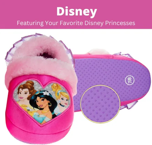 Miniatura 2 de Disney Girls Princess Slippers - Fuzzy Slippers Tangled, Little Mermaid, Beauty and the Beast (size 5-10 Toddlersize 11-12 Little Kid)