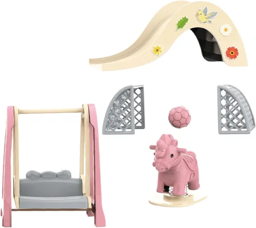 Miniatura 8 de Juego de Casa de Muñecas Familiar para Sala de Estar — Piano con Banco y Partitura, Dos Sillones, Mesa de Centro, Lámpara de Pie y Juego de Té