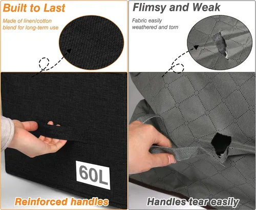 Miniatura 4 de 60L - Bolsa de almacenamiento para edredón, contenedor de almacenamiento para mantas con construcción resistente, con asas duraderas, caja