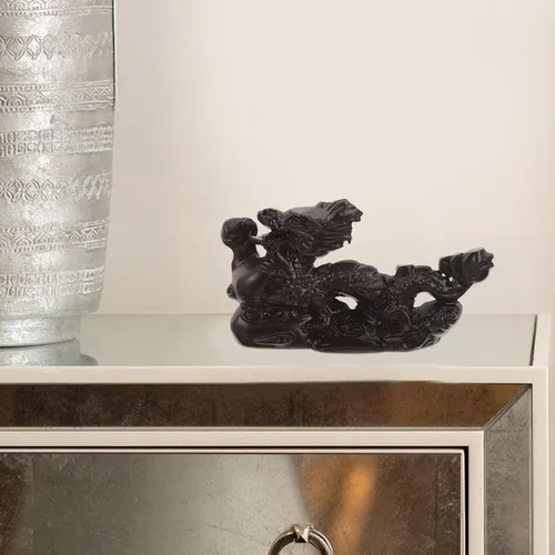 Miniatura 8 de Estatua de dragón chino – Figura de dragón tallada a mano de madera – Estatua de dragón de año nuevo chino 2024 de 4.7 in Fengshui Escultura